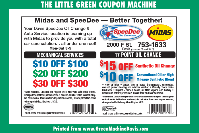 SpeeDee and Midas Coupon