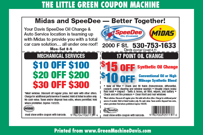 SpeeDee and Midas Coupon